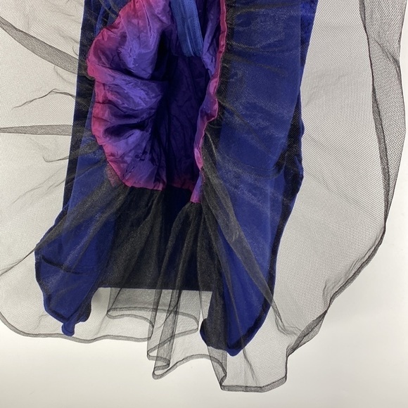 Vintage D.B.Y Ltd. Blue Velvet Bow 80s Dress Size 7 - Picture 7 of 10